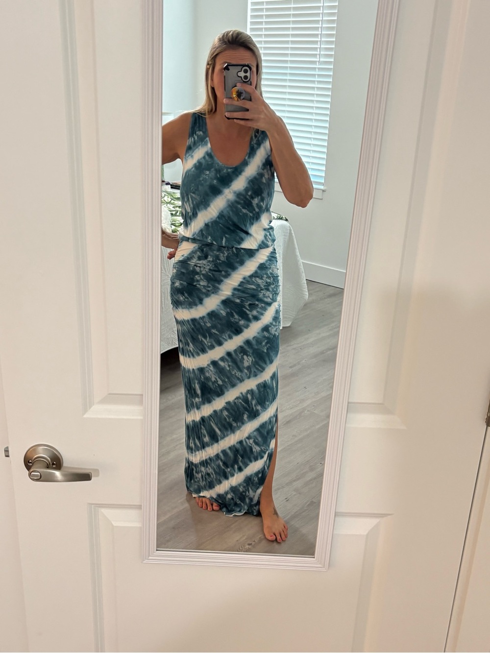 Young Fabulous & Broke Teal and White Tie-Dye Sleeveless Maxi Dress